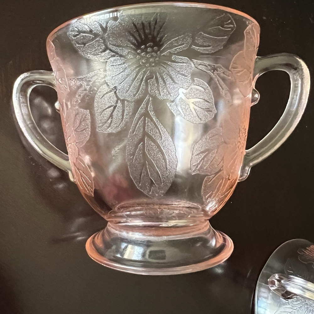 MacBeth-Evans Dogwood Pink Depression Glass Creamer Open Sugar Bowl Set 1930s - Picture 2 of 7